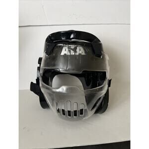 ATA Black Sparring Martial Arts Soft Helmet Facemask Black Unisex Size Large